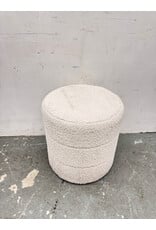 White Boucle Ottoman