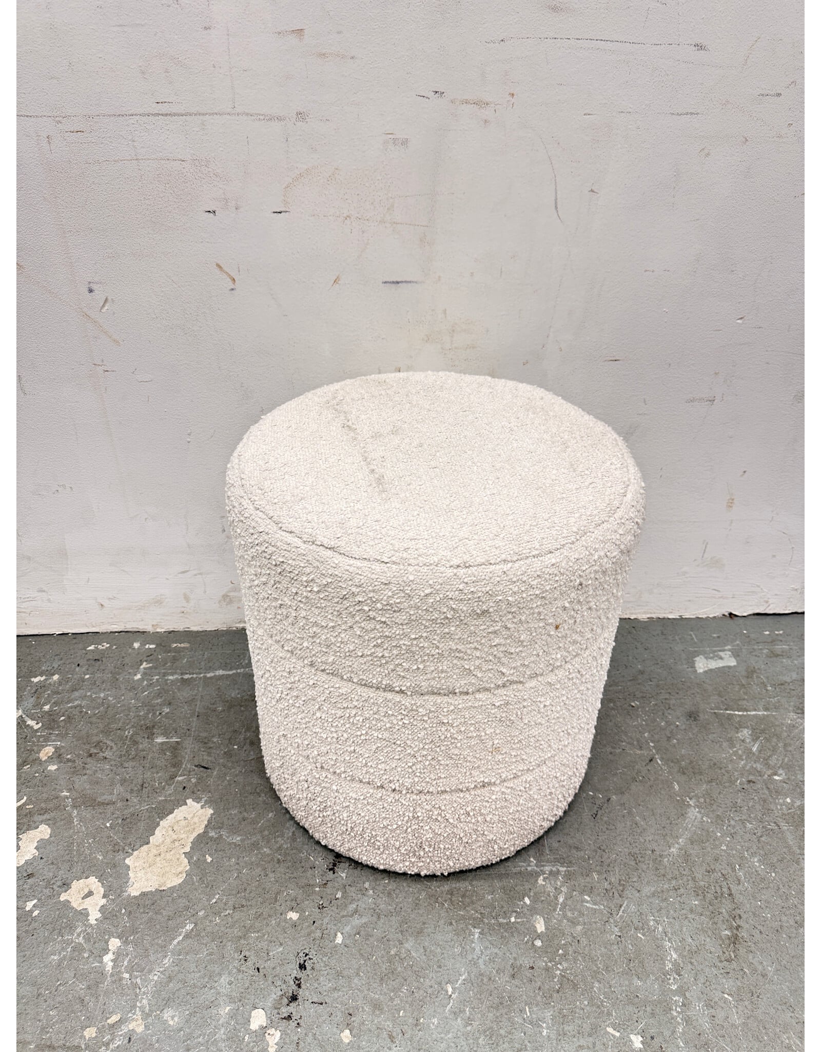 White Boucle Ottoman