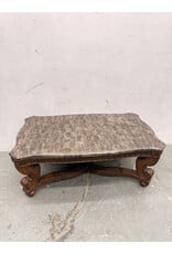 Beveled Marble Coffee Table with Wood Base