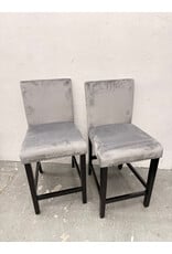Modern Grey Velvet Counter Stool