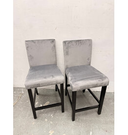 Modern Grey Velvet Counter Stool