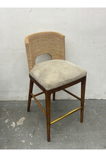 Wicker Back Upholstered Barstool
