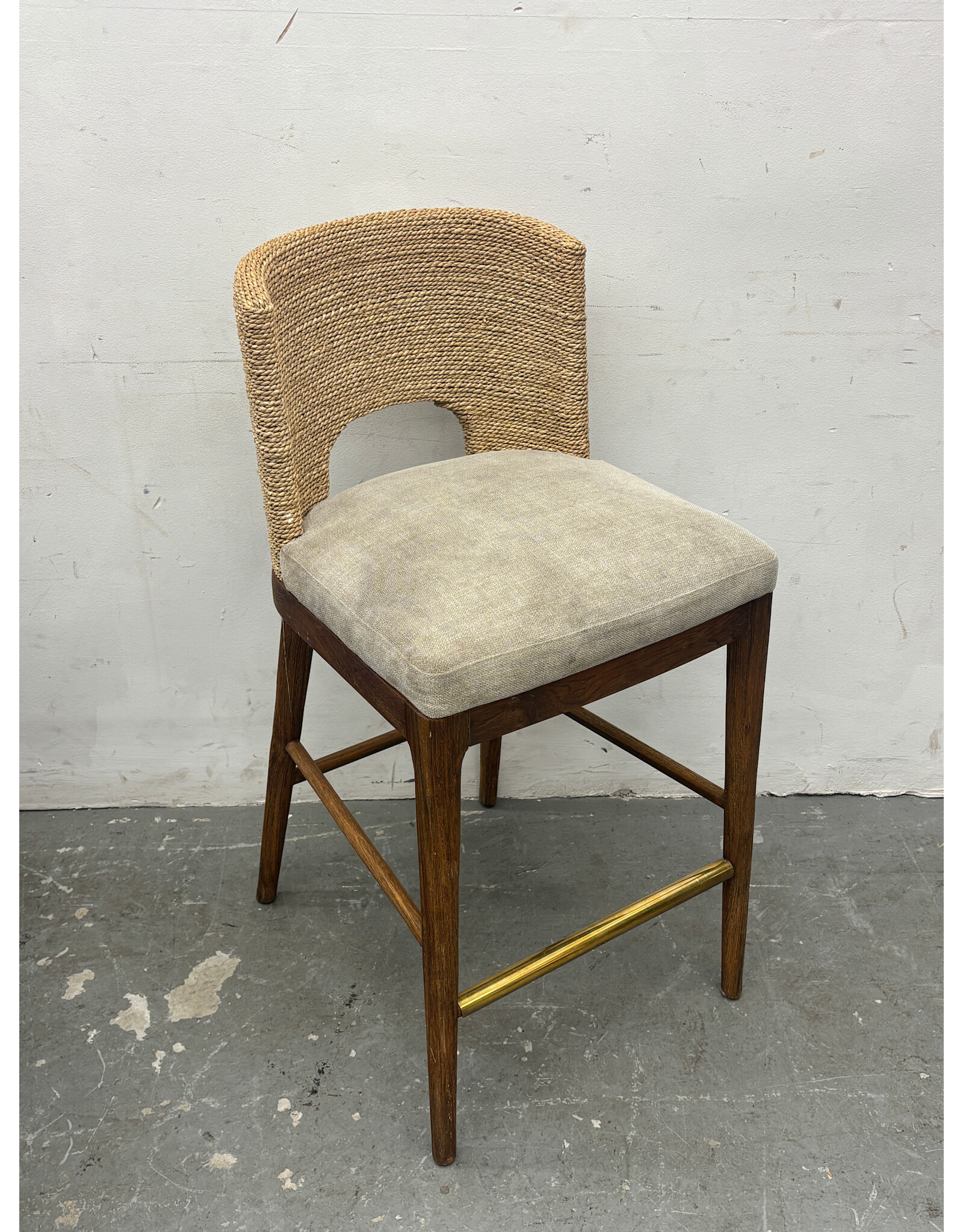 Wicker Back Upholstered Barstool