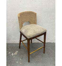 Wicker Back Upholstered Barstool