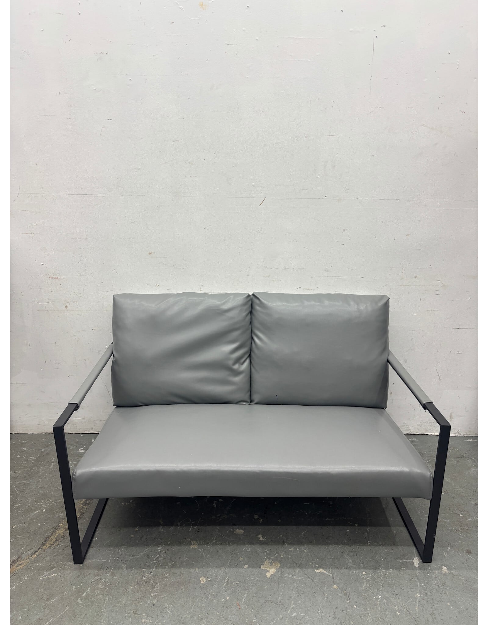 Gray Leather Loveseat