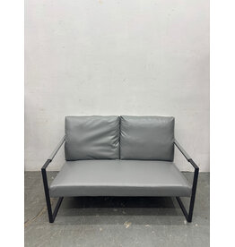 Gray Leather Loveseat