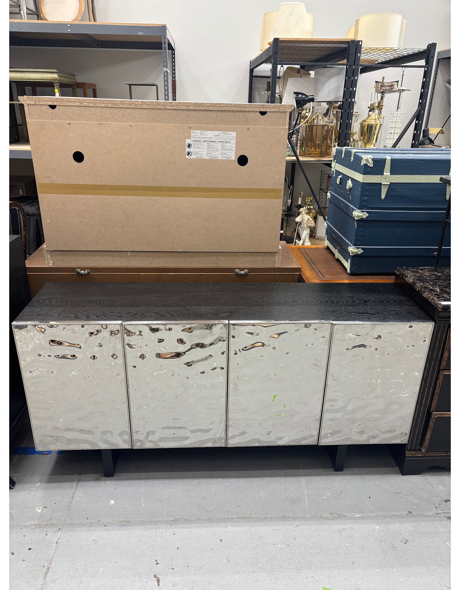 Chrome Dimpled Buffet Cabinet