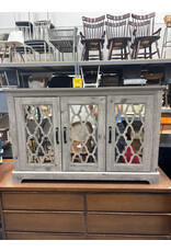 Gray and Mirrored Farmhouse Style Sideboard Cabinet