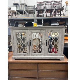 Gray and Mirrored Farmhouse Style Sideboard Cabinet