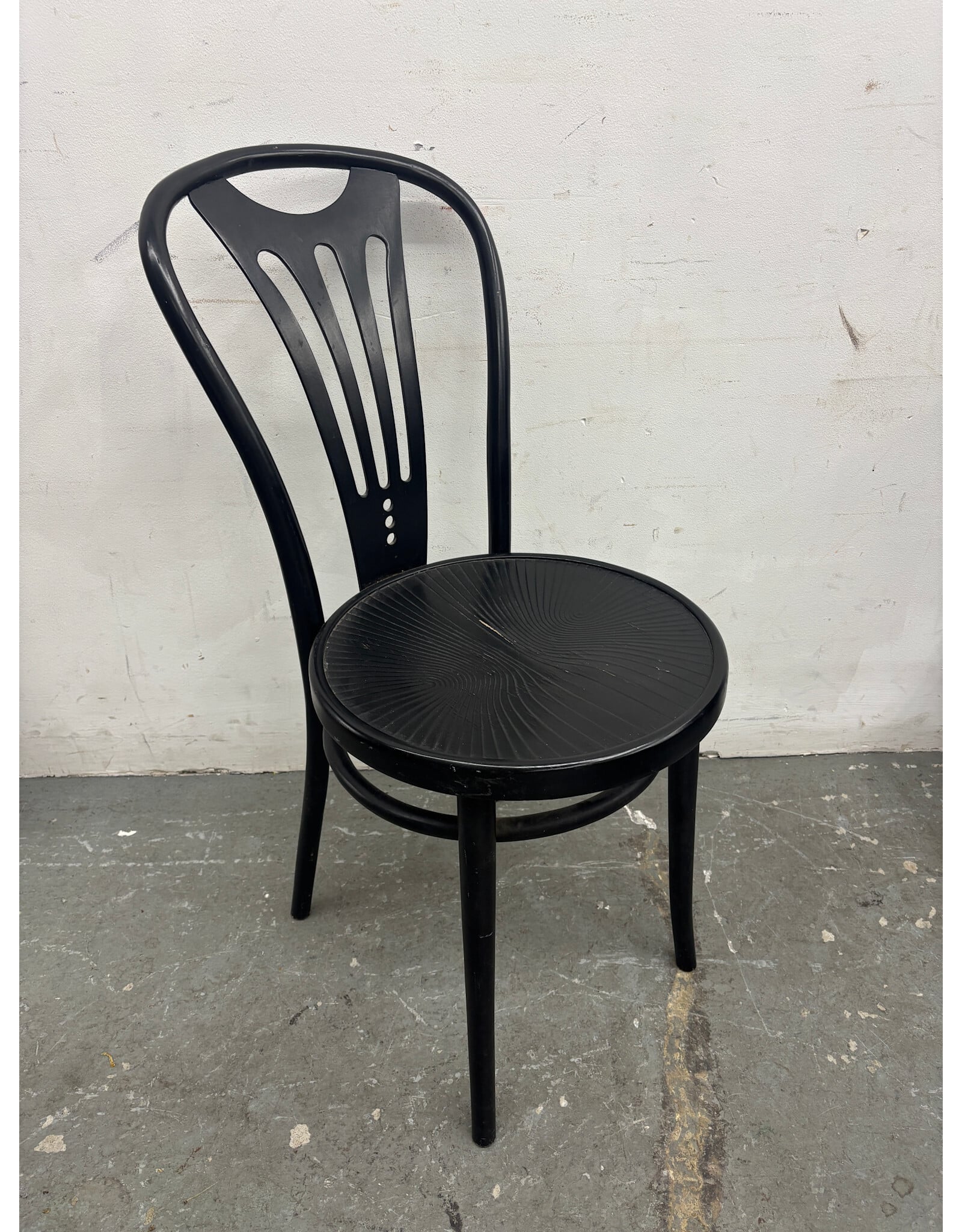 Thonet ZPM Radomsko 1960s Black Lacquer Bentwood Side Chair