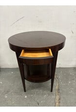 Early Herman Miller Burlwood Round, 1 Drawer Side Table
