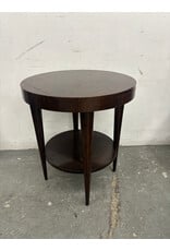 Early Herman Miller Burlwood Round, 1 Drawer Side Table