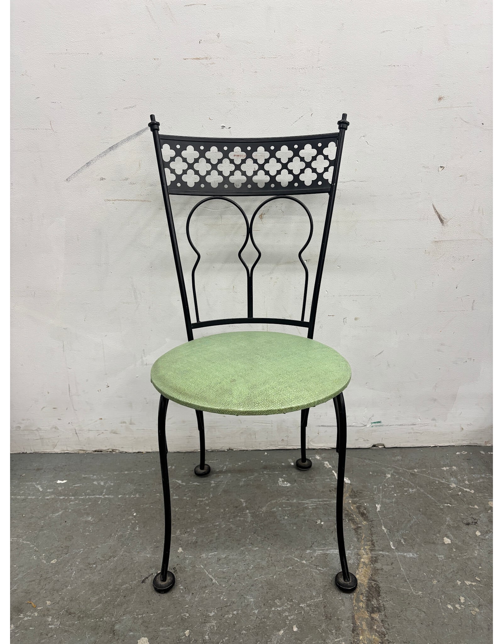 Vintage Salterini Style Wrought Iron Chair with Mint Seat