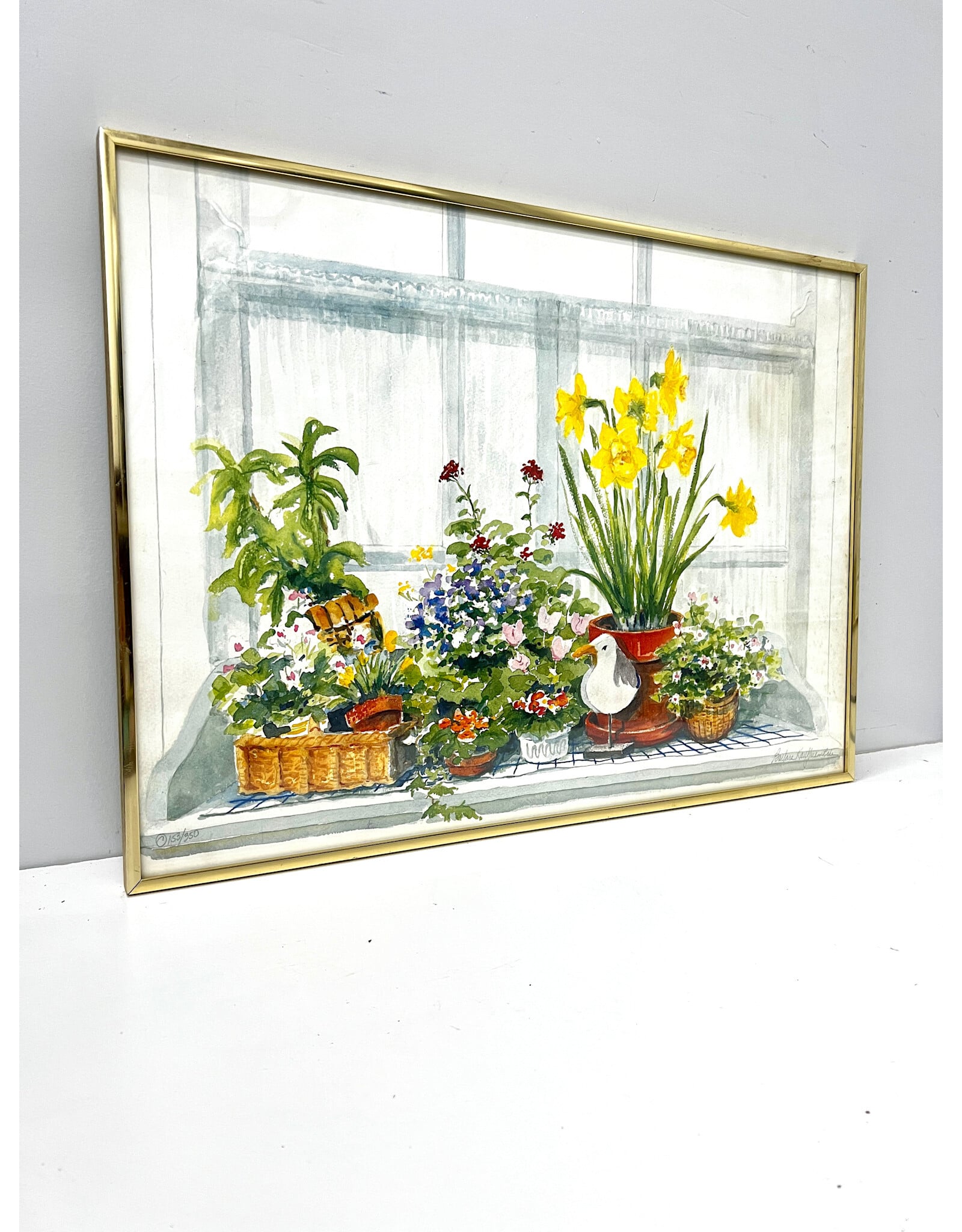 Framed Watercolor Style Print, sgnd Barbara Kauffmann-Locke, 153/350