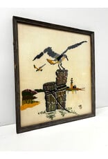 Seagull, framed textile art