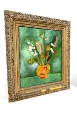 Still Life of Flowers in a Vase, framed painting--AS IS