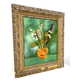 Still Life of Flowers in a Vase, framed painting--AS IS