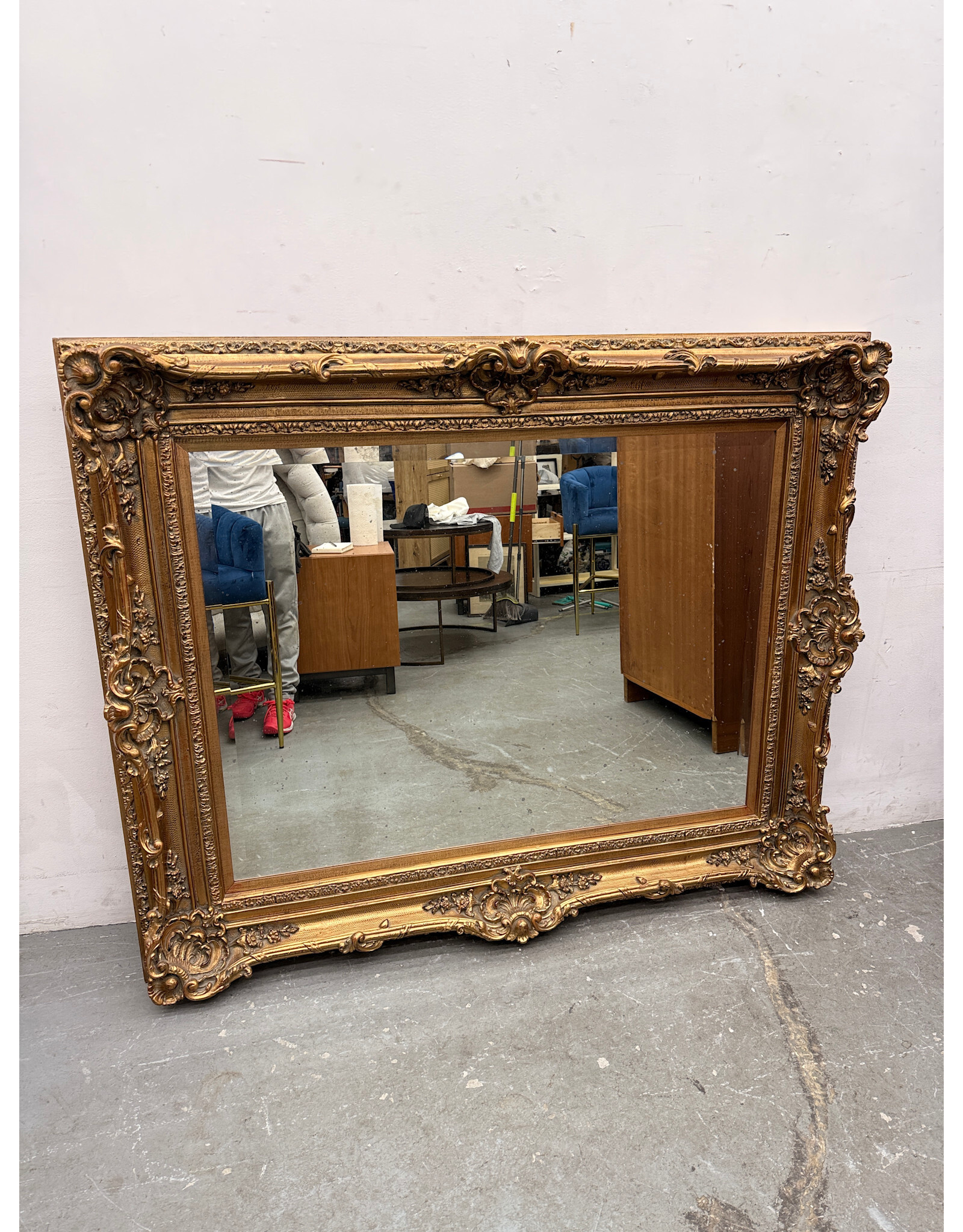 Antique Rococo Style Glided Frame Large Mirror