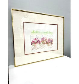 Three Pots of Flowers, framed painting, sgnd lower left