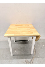 Modern Square Wooden Dining Table, Drop Leaf One Sided