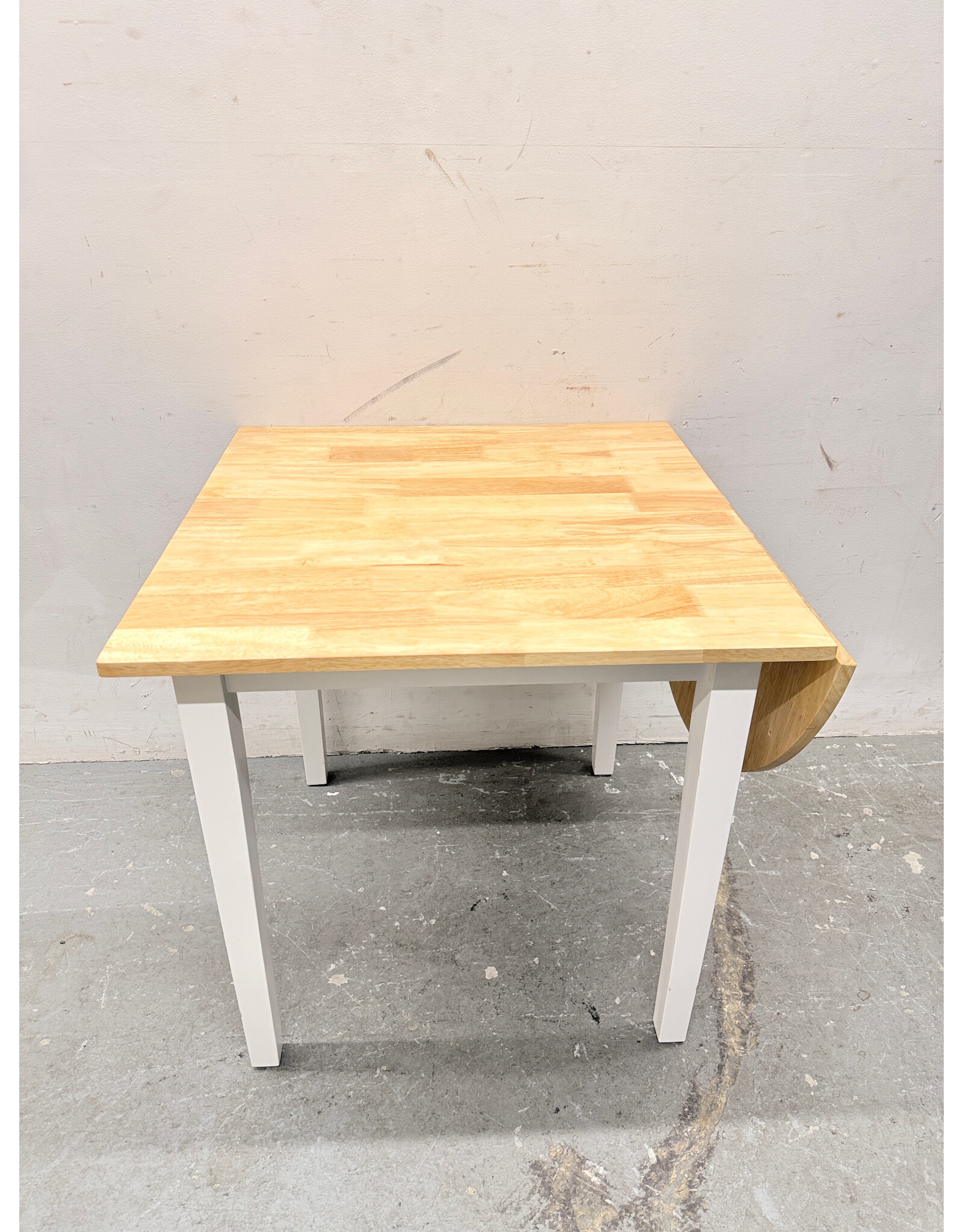 Modern Square Wooden Dining Table, Drop Leaf One Sided
