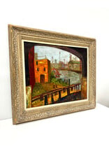 River View, framed painting on board, sgnd A. Samson 6/58