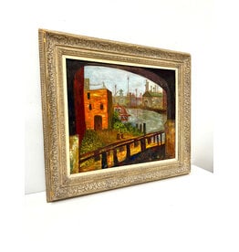 River View, framed painting on board, sgnd A. Samson 6/58