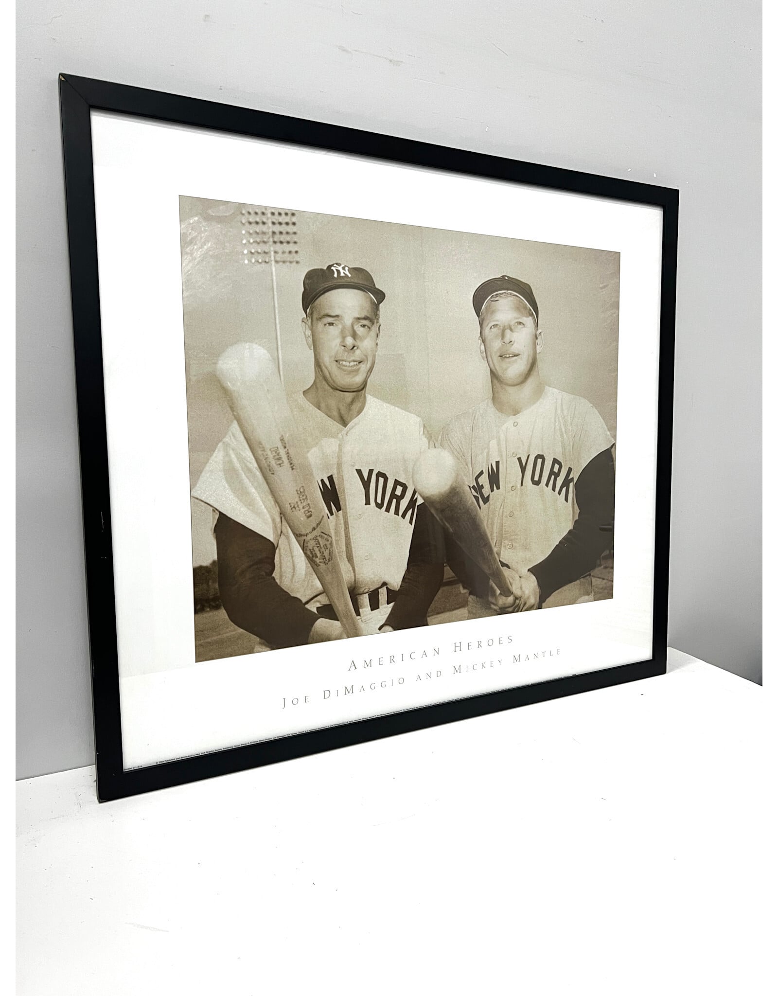 Framed Joe DiMaggio and Mickey Mantle Poster