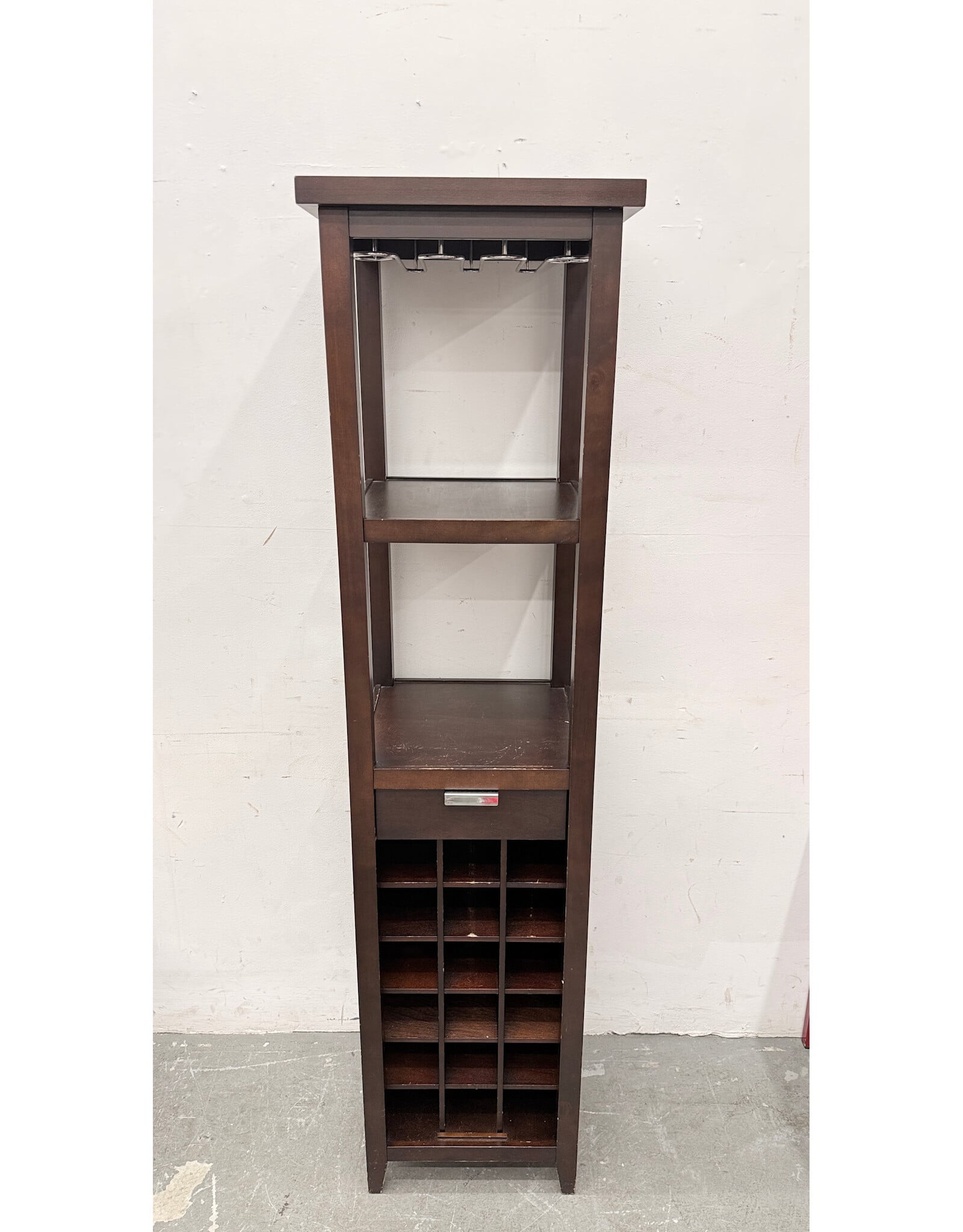 Tall Bar Cabinet Brown with Drawer