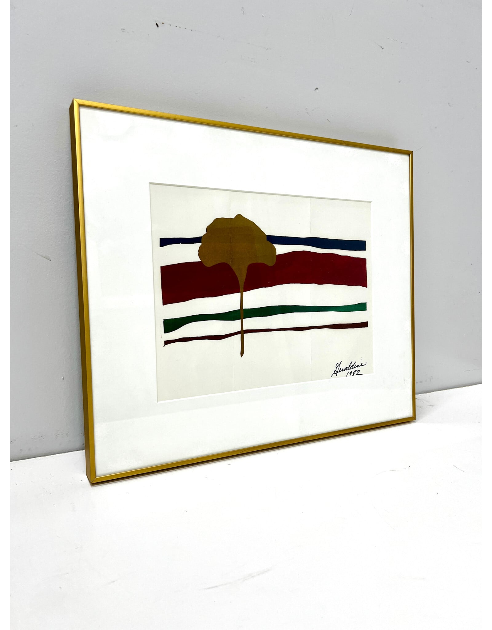 Ginkgo Leaf, framed print, sgnd Geraldine 1982