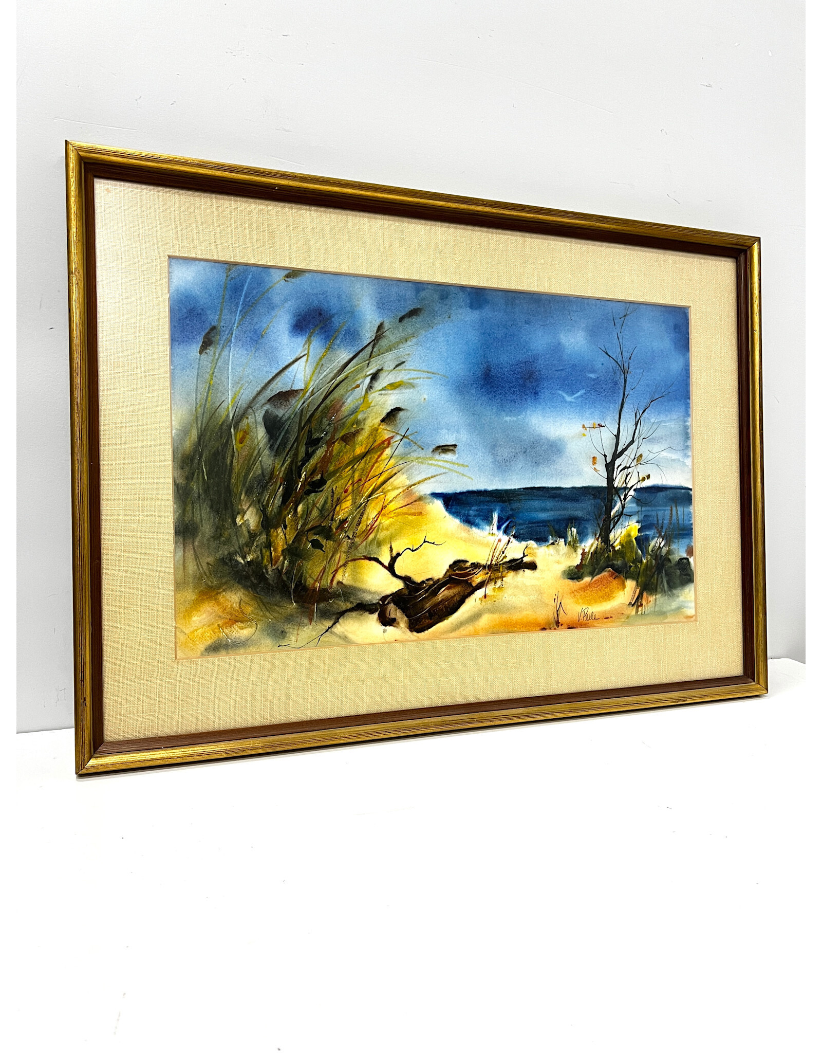 Sand Dunes & Brush, framed painting, sgnd Virginia Perle