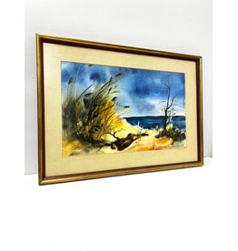 Sand Dunes & Brush, framed painting, sgnd Virginia Perle
