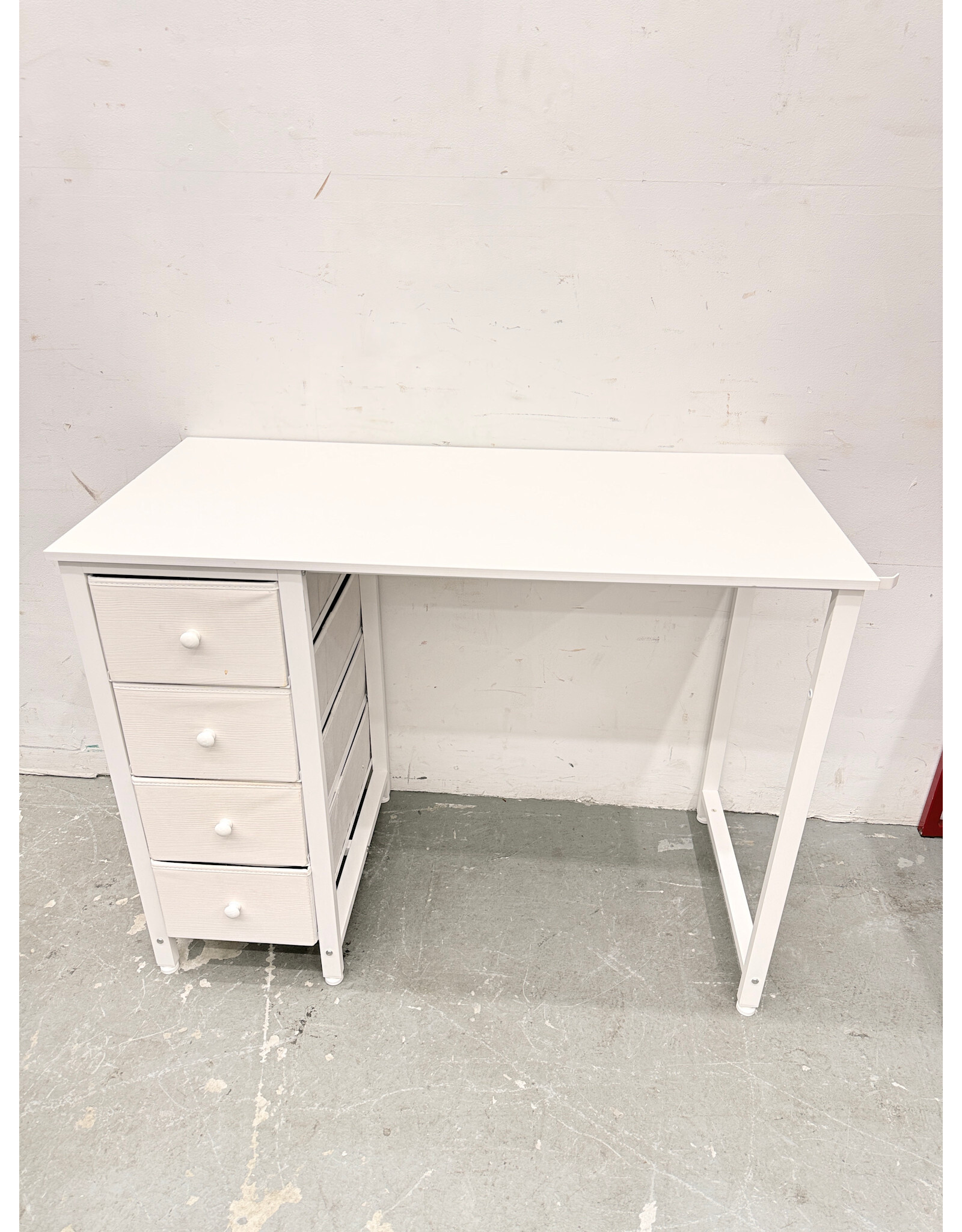 Small White Desk With Fabric Storage Drawers