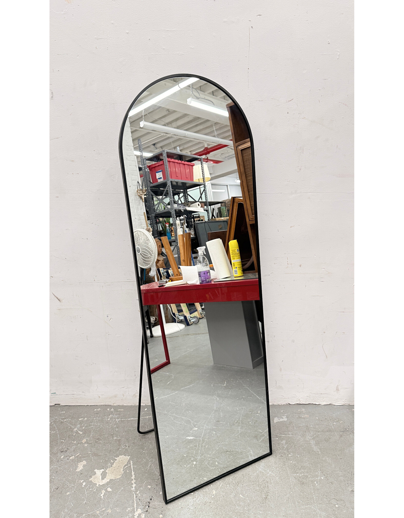 Freestanding Black Arch Mirror