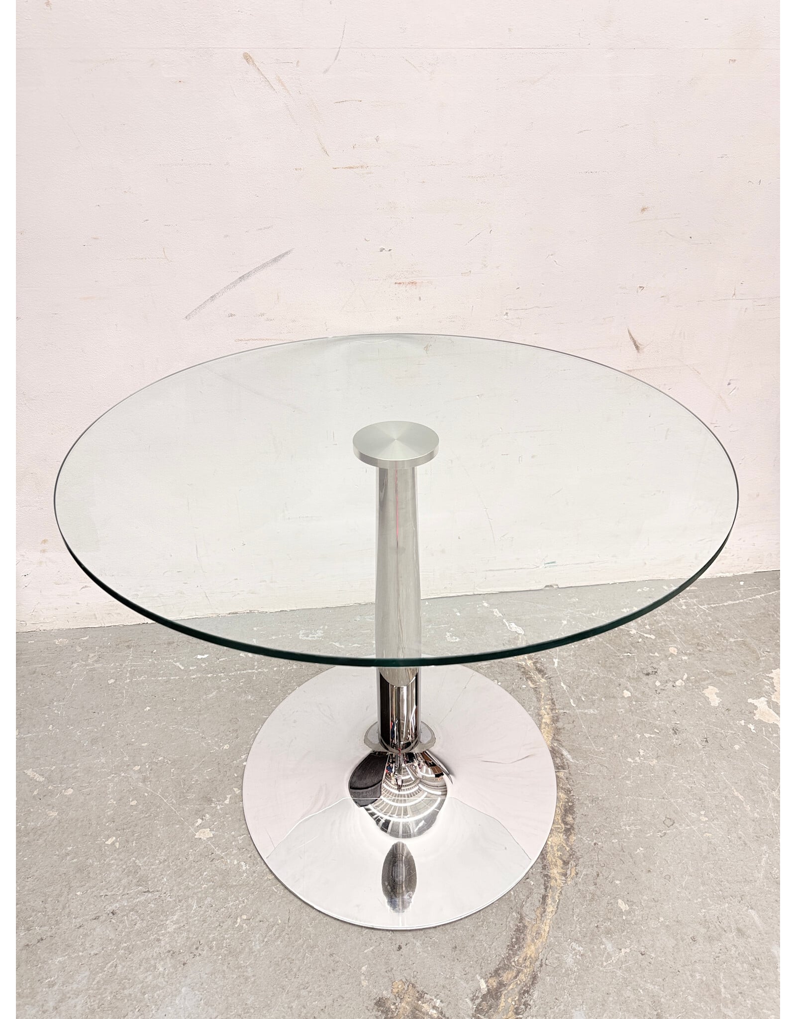 Modern Round Chrome & Glass Table