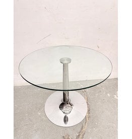 Modern Round Chrome & Glass Table