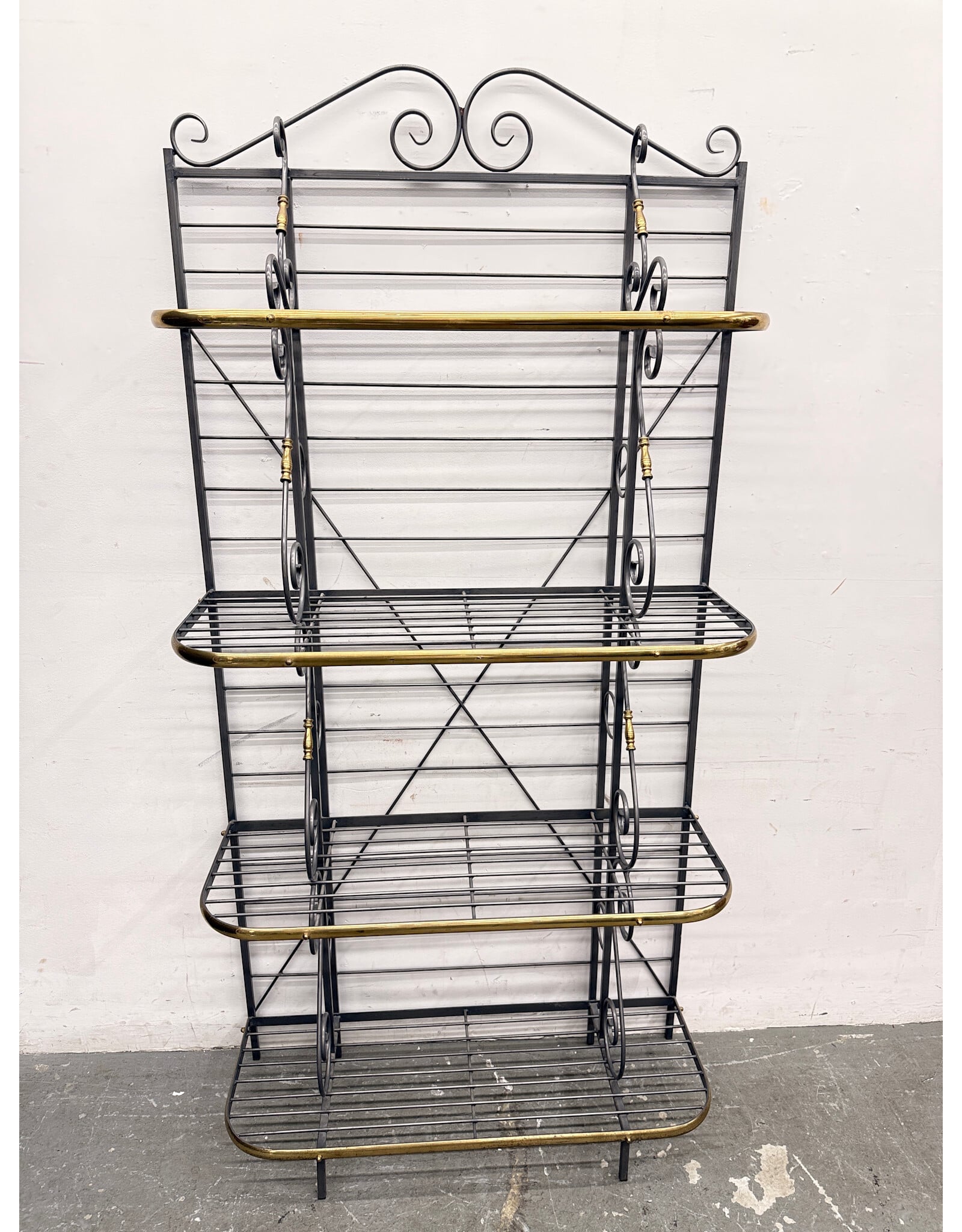 French Wrought Iron & Brass 4 Tier Bakery Shelf