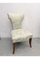 Upholstered Script Side Chair with Wood Legs