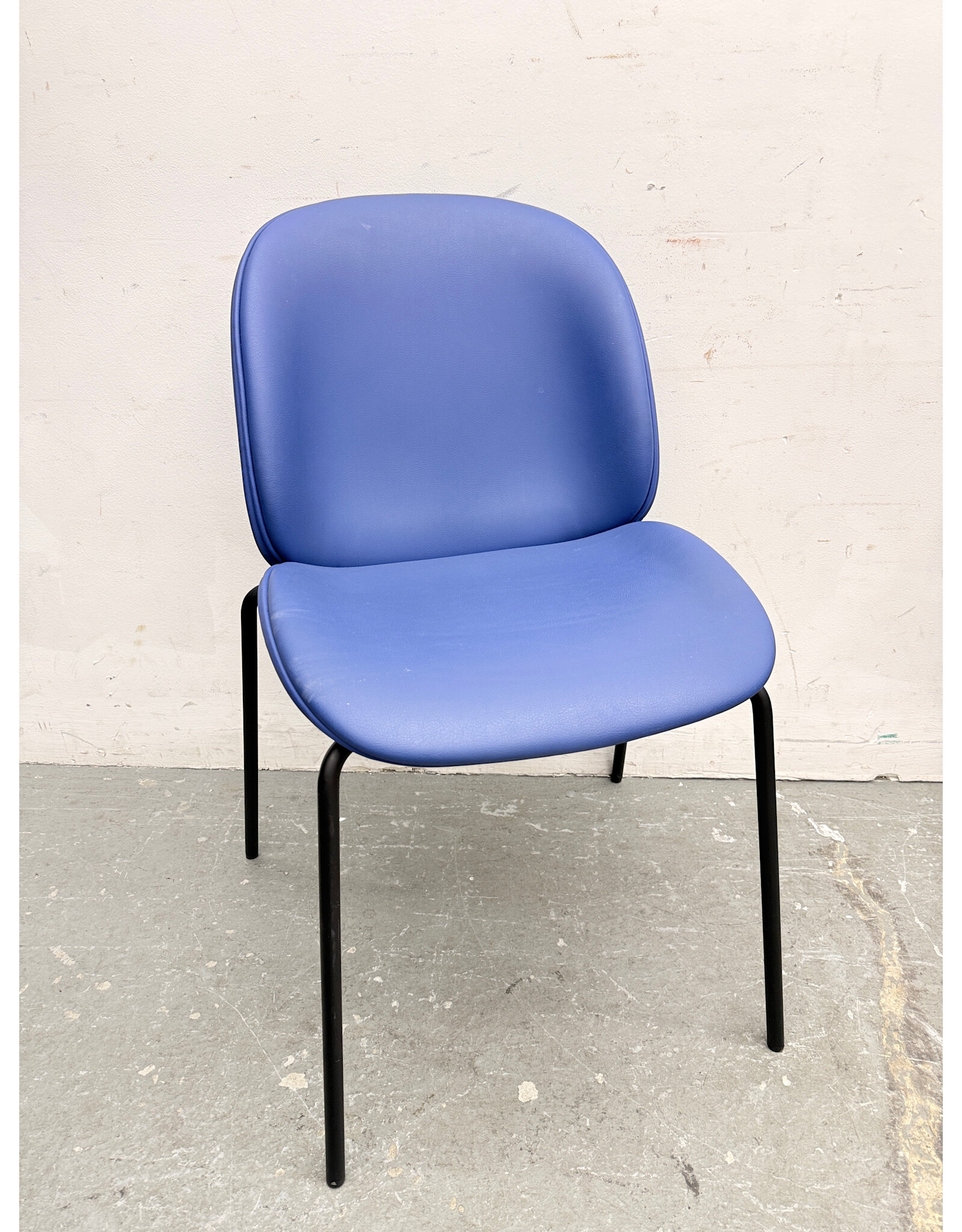 Beetle Style Dining Chair in Blue Faux Leather