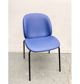Beetle Style Dining Chair in Blue Faux Leather