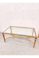 Gold Leaf Wrought Iron and Glass Coffee Table