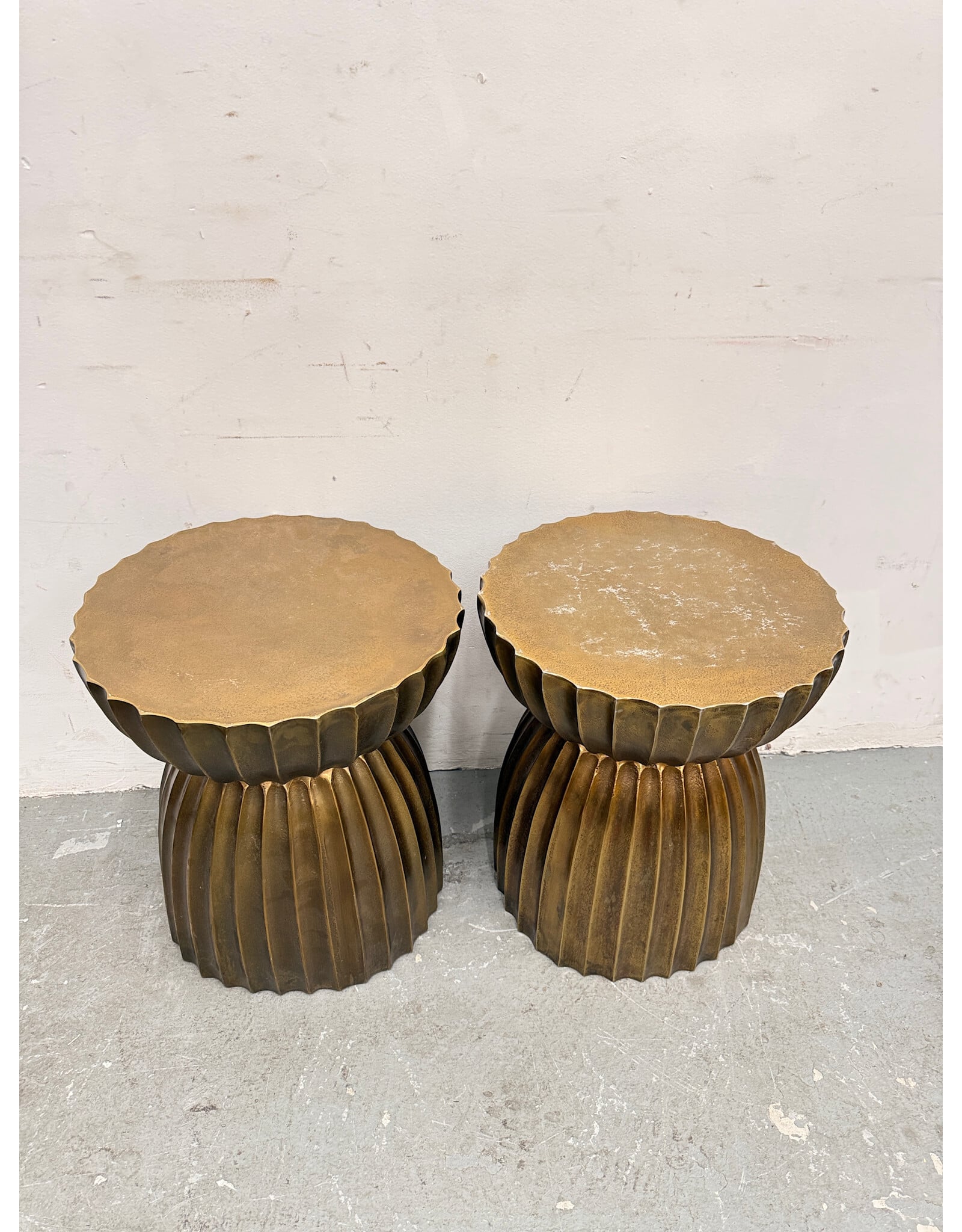 Fluted Hourglass Brass Table/Stool