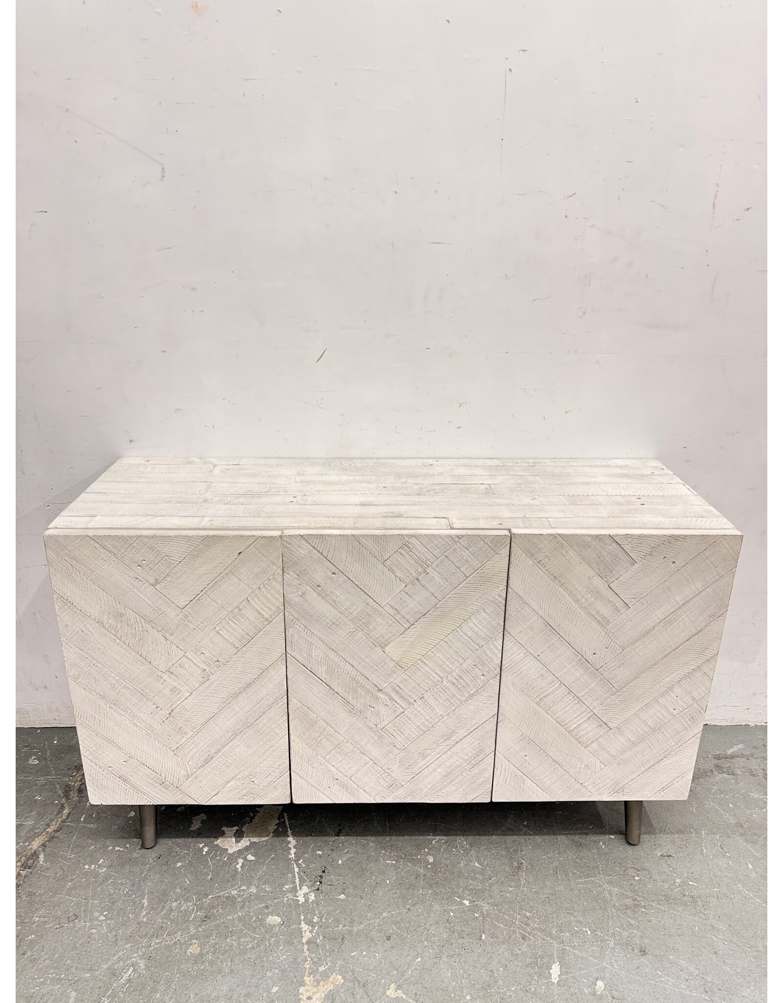 Whitewash Chevron Sideboard