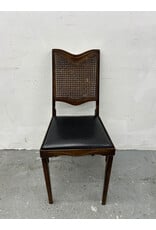 Collapsible Cane & Leather Dining Chair