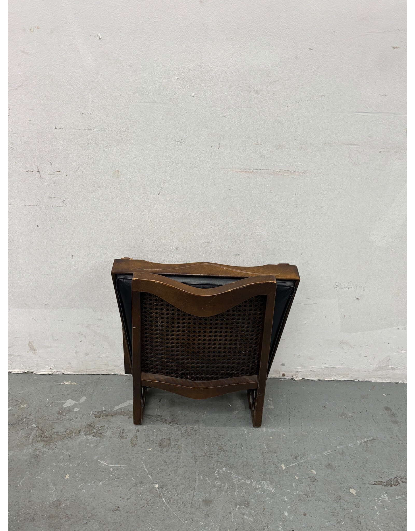 Collapsible Cane & Leather Dining Chair