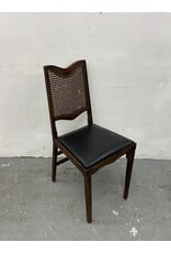 Collapsible Cane & Leather Dining Chair