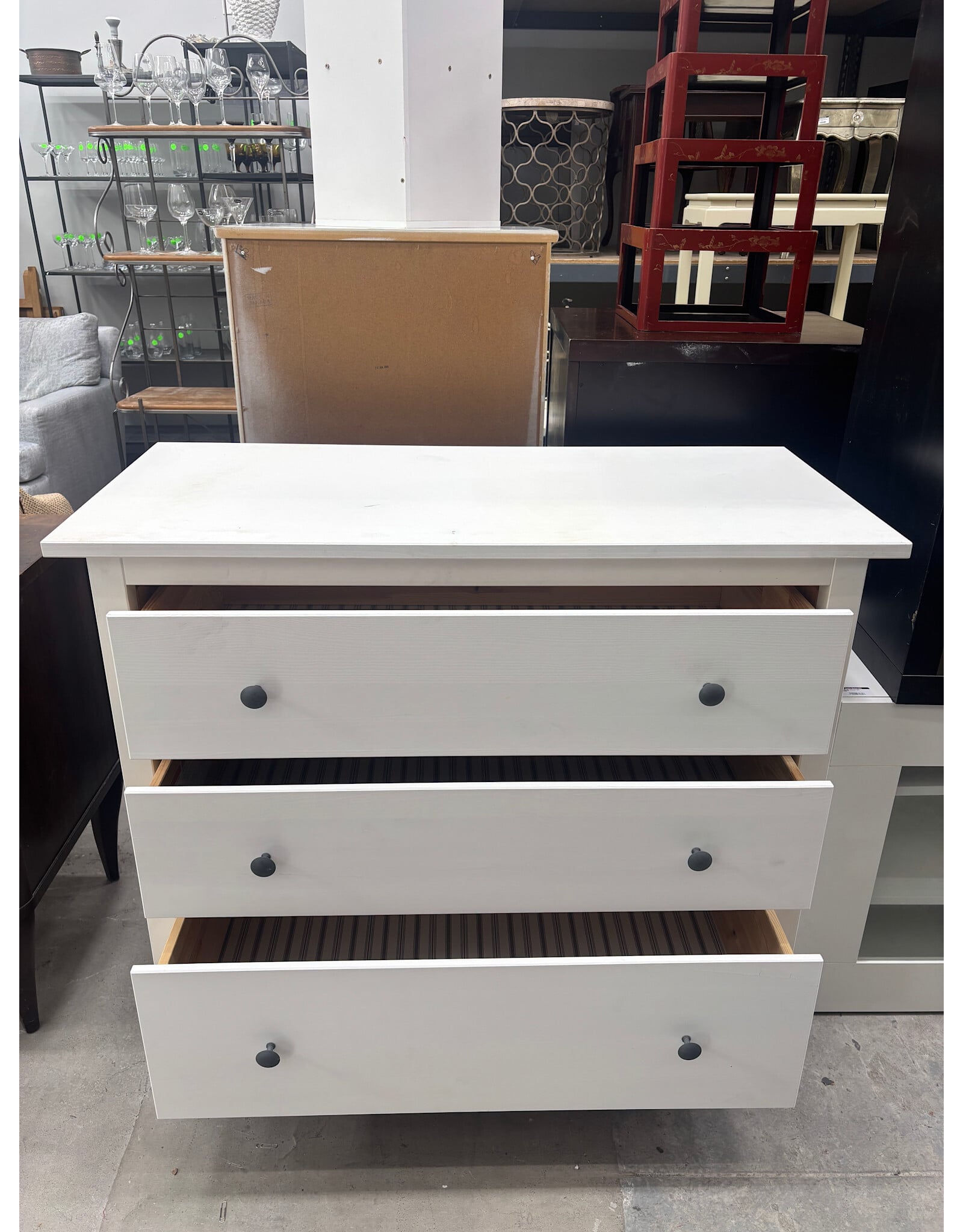Ikea White HEMNES 3 Drawer Dresser