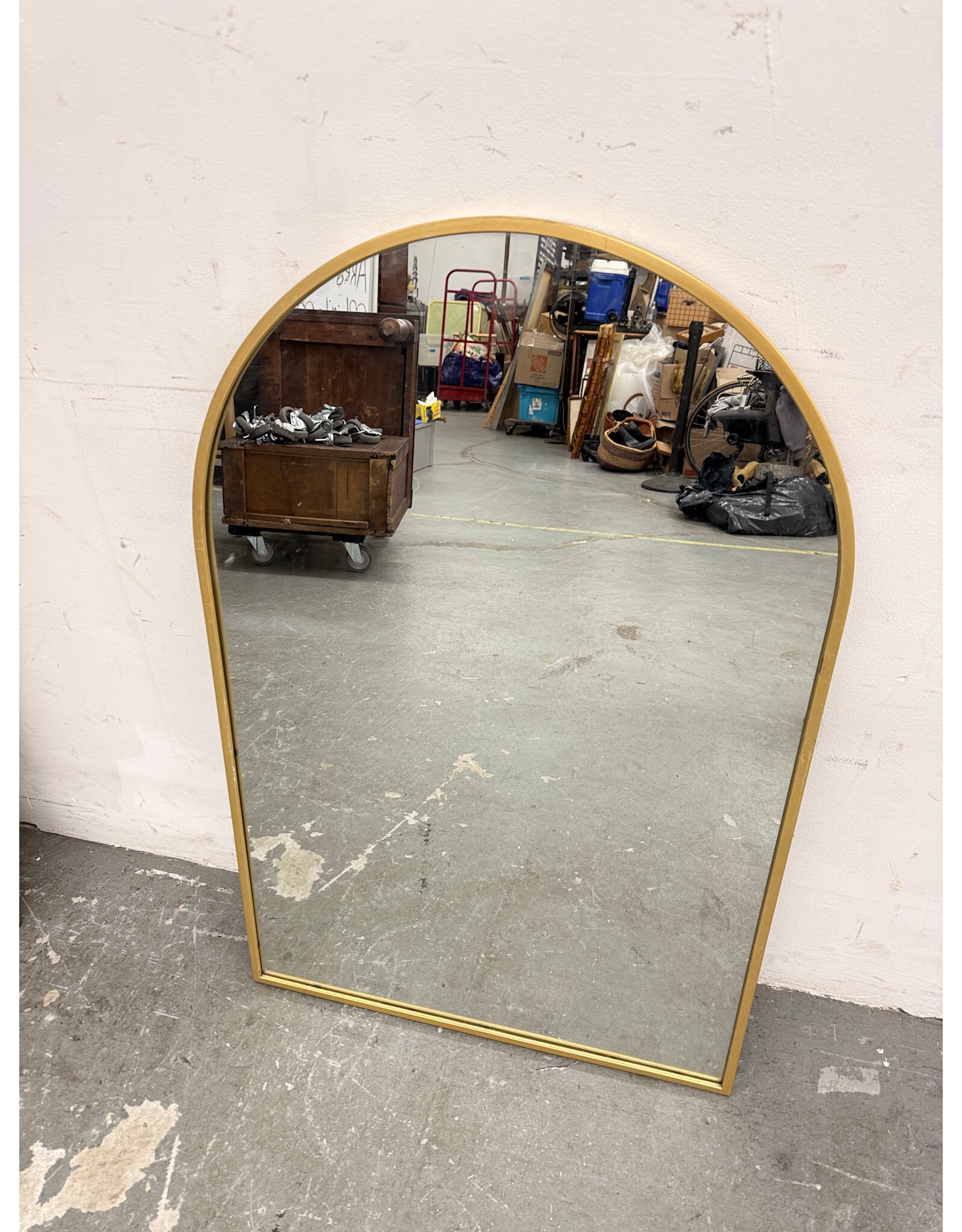 Arched Wall Mirror with Gold Trim