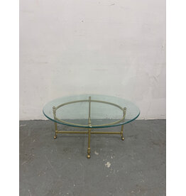 Glass Brass Oval Coffee Table