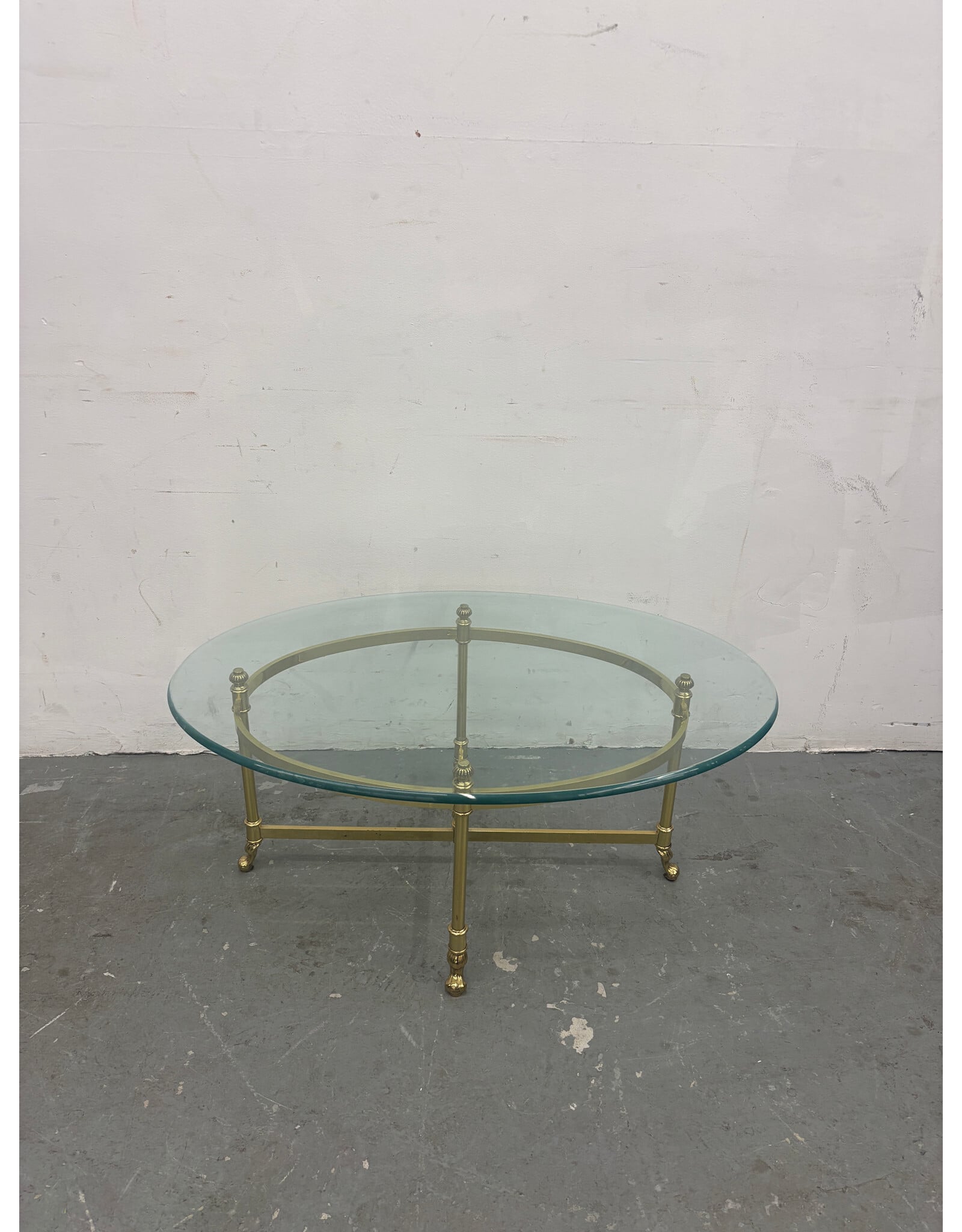 Glass Brass Oval Coffee Table